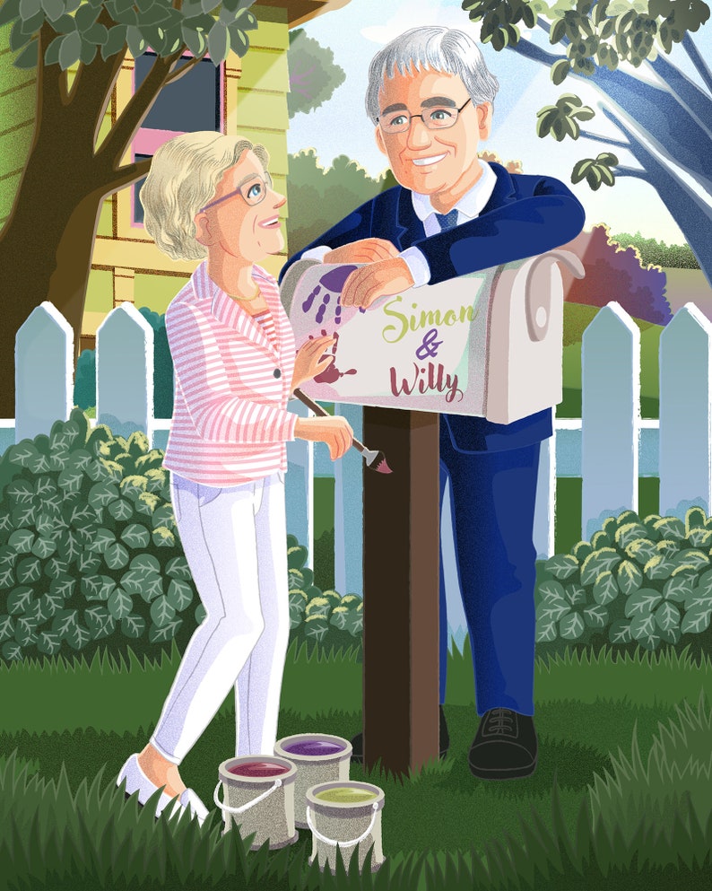 Couple Portrait with Mailbox, Romantic Gift Digital File Only by Euodos zdjęcie 5