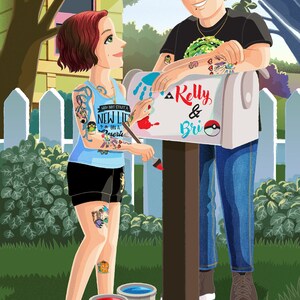 Couple Portrait with Mailbox, Romantic Gift Digital File Only by Euodos zdjęcie 4