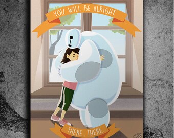 Personalisiertes Kinderporträt inspiriert von Big Hero 6 – Digitales Kunstwerk - Eine herzerwärmende Umarmung mit Baymax