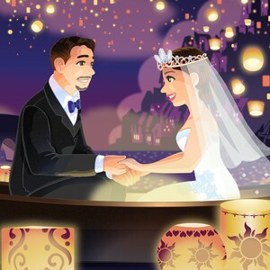 Tangled-Inspired Commissioned Couple Portrait Boat Scene Digital File Only with/without Animation by Euodos image 5