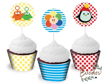 Baby First Cupcake Topper und Cupcake Liner Printable 2 inch Custom by Euodos