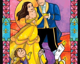 Beauty and the Beast Custom Romantic Couple Portrait - DIGITAL IMAGE ONLY by Euodos