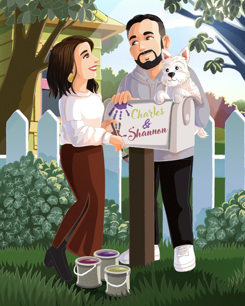 Couple Portrait with Mailbox, Romantic Gift Digital File Only by Euodos zdjęcie 3