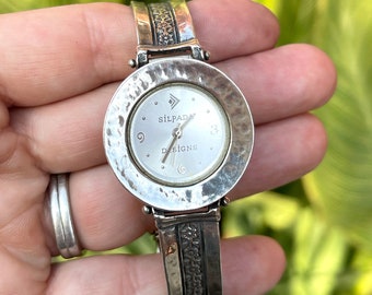 Silpada Silver Flower Watch, T1749, Free Gift Box and Free Shipping