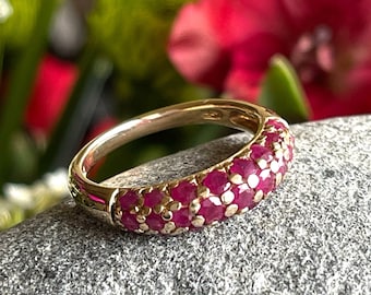 Estate Vintage 14k Gold Pave Ruby Ring,  Free Shipping and Gift Wrap