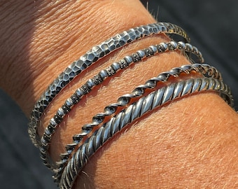 Vintage sterling zilveren getextureerde armbanden, gratis geschenkdoos