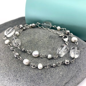 SILPADA Sterling Silber, Perle und Quarz Halskette, N1602, Kostenlose Geschenkverpackung