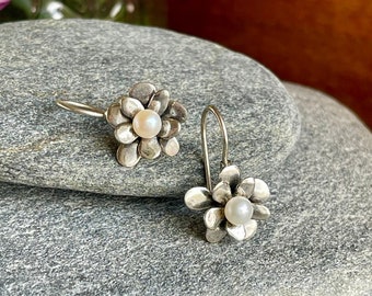 Silpada Silver "Love Blooms" Pearl Flower Earrings, W1768, Free Shipping and Gift Wrap
