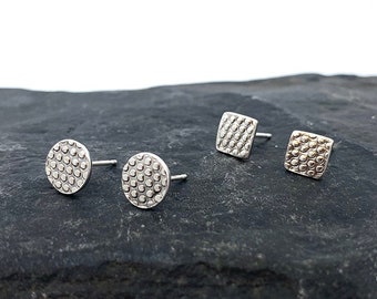 Handmade Silver Dot Earrings, Silver Studs, Free Gift Wrap & Shipping