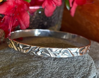 Vintage Danecraft Lily Bangle Bracelet, Sterling Silver, Free Gift Box & Shipping