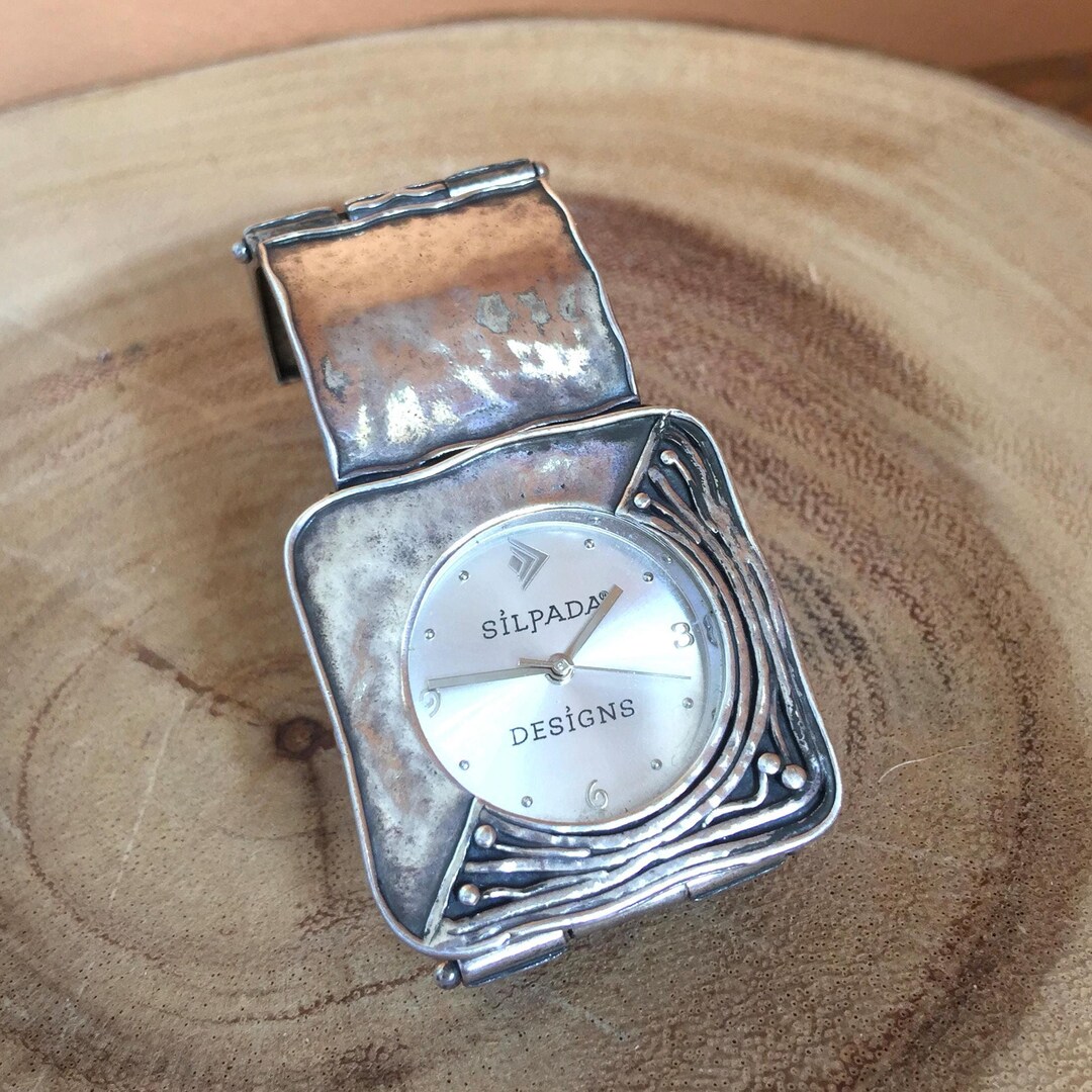 Vintage SILPADA Sterling Silver Square Panel Link Watch  display picture 1