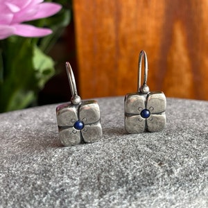 SILPADA Silver Lapis Square Flower Earrings, W0511, Free Shipping and Gift Wrap