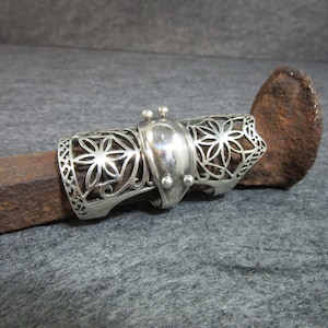 VINTAGE Sterling Silver Articulated Armor Ring, US size 11, Free Shipping and gift wrap