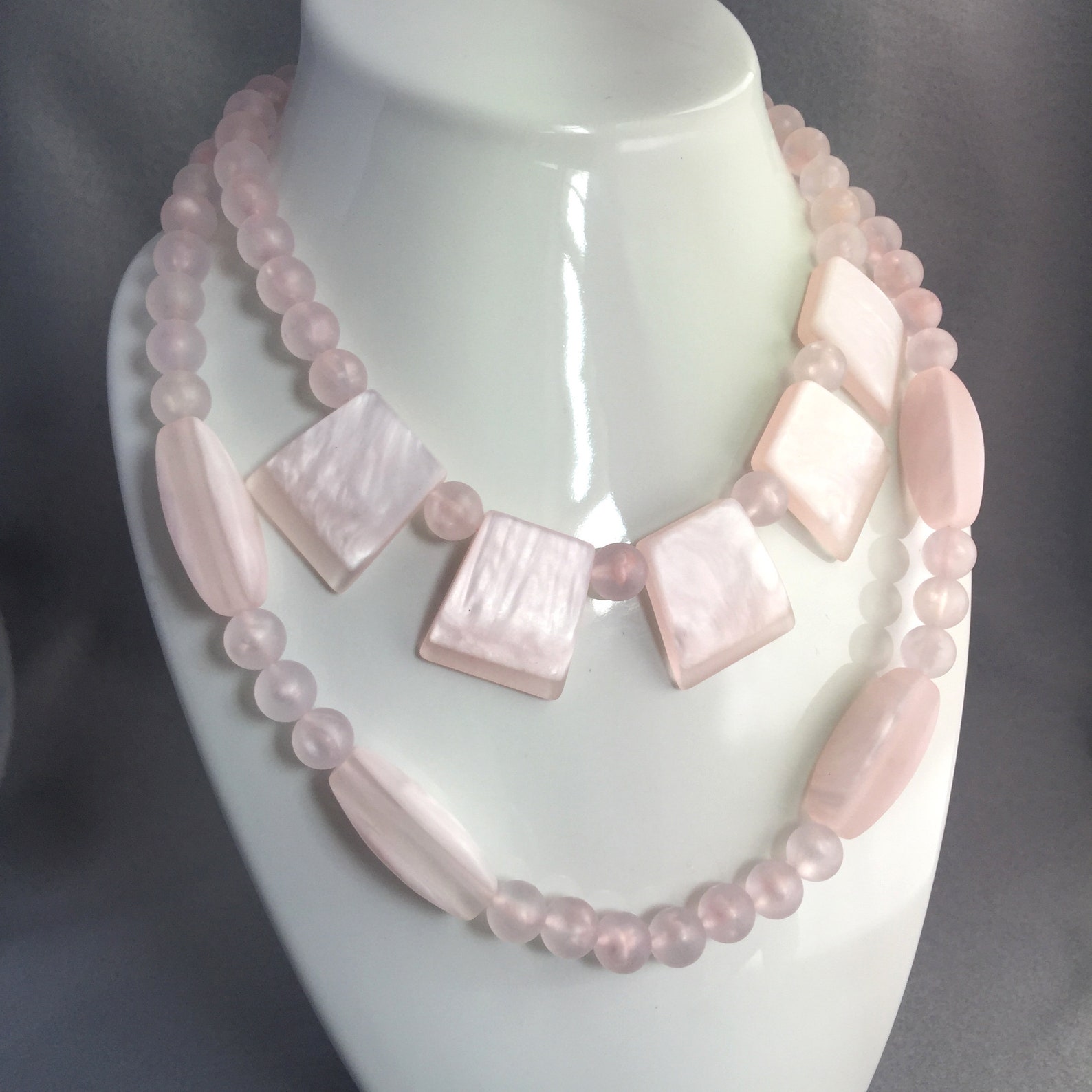 Mid Century Pastel Pink Necklace Set Free Shipping and Gift Etsy
