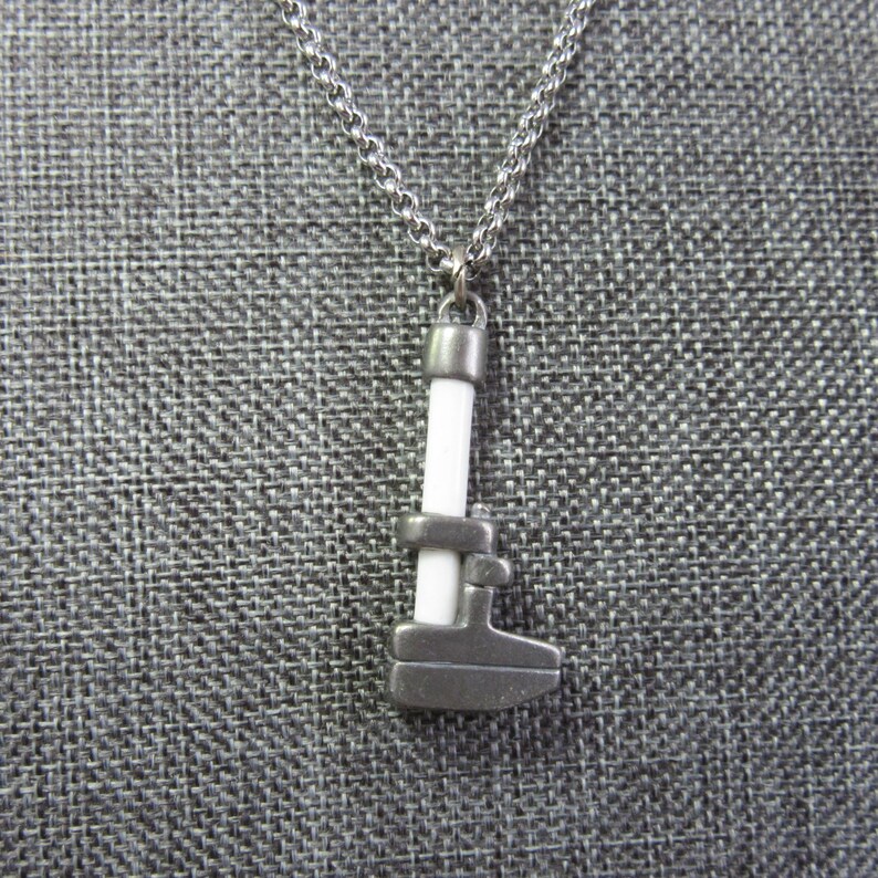 Black Pendants Jewelry Lot Hammer Resale Wrench New White 10 Tool Pendants Pick Ax Flat Head Screwdriver Plastic Pewter