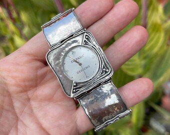 Vintage SILPADA Sterling Silver Square Panel Link Watch  display picture 3
