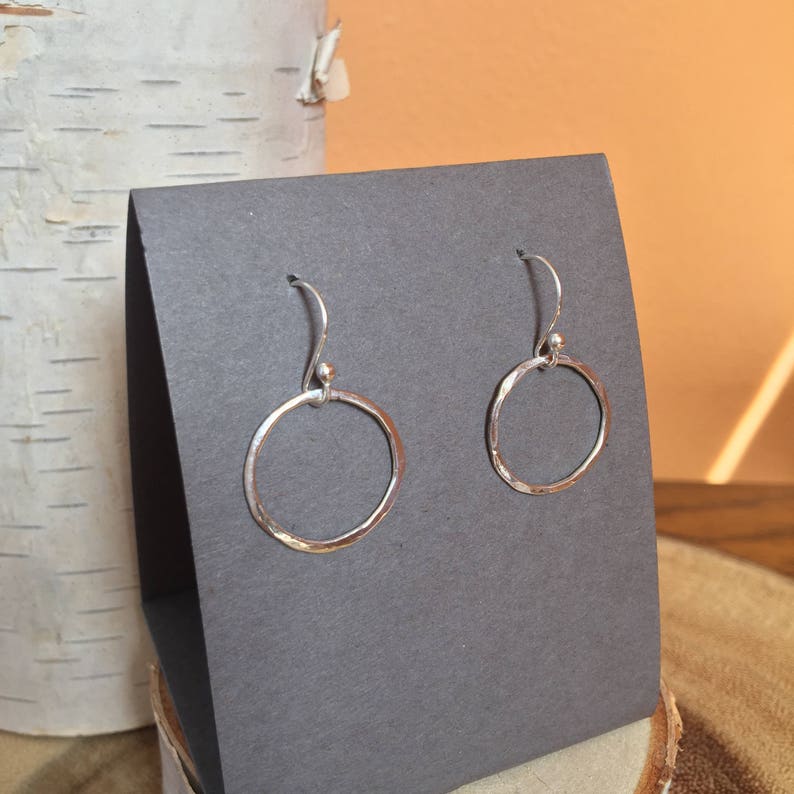 Handmade Sterling Silver Open Circle Earrings, Free Gift Wrap image 1