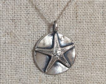 Handmade Silver Starfish Necklace, FREE GIFT BOX, Free Shipping,