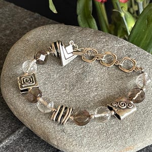 SILPADA Silver Beaded Smoky Quartz Crystal Bracelet, B1275, Free Gift Wrap