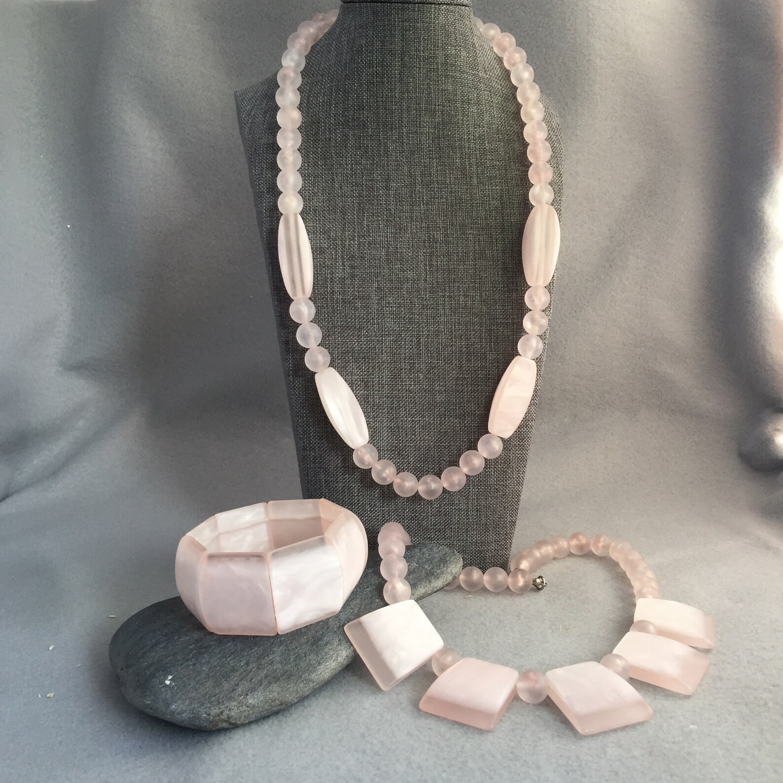 Mid Century Pastel Pink Necklace Set Free Shipping and Gift Etsy
