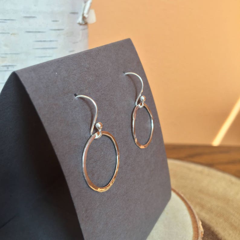 Handmade Sterling Silver Open Circle Earrings, Free Gift Wrap image 4