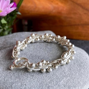 SILPADA Sterling Silber DNA Kugel Armband, wie neu! 74-76g, kostenloser Versand und Geschenkverpackung