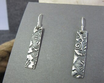 Silver Paisley Bar Earrings, Dangle, Free Shipping and Gift WrapHoliday Gift