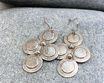 Silver Textured Circle Earrings, Free Gift Wrap