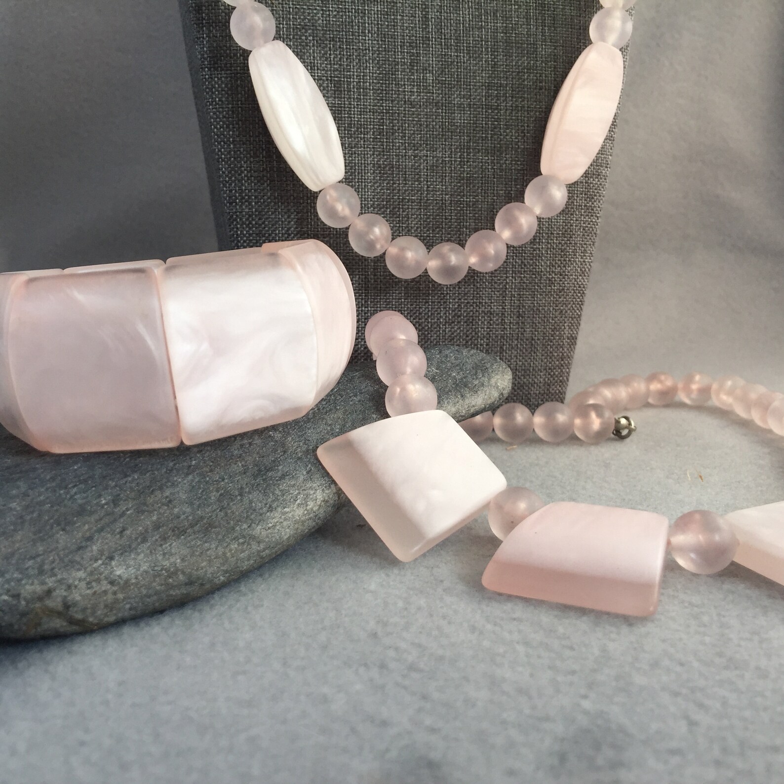 Mid Century Pastel Pink Necklace Set Free Shipping and Gift Etsy