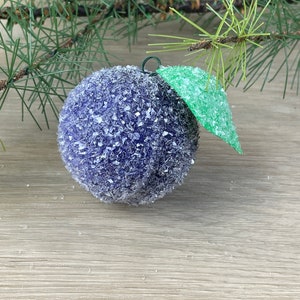 Spun cotton sugared plum ornament