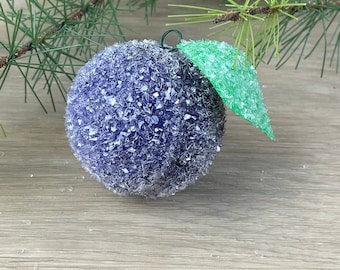 Spun cotton sugared plum ornament