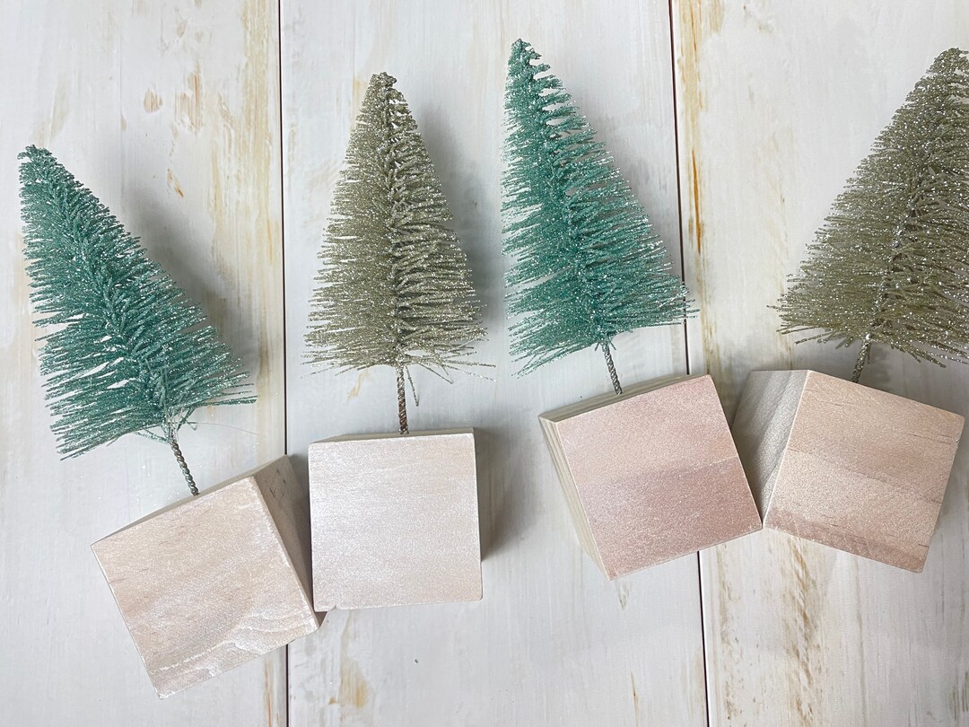 Glitter Bottle Brush Trees Sisal Trees Set of Four Etsy