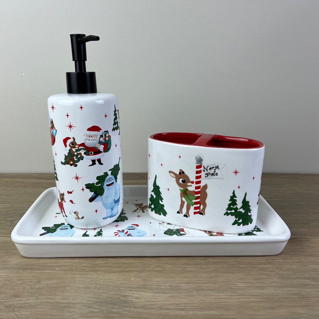 Rudolph the Rednosed Reindeer Christmas Bathroom Accessories Etsy