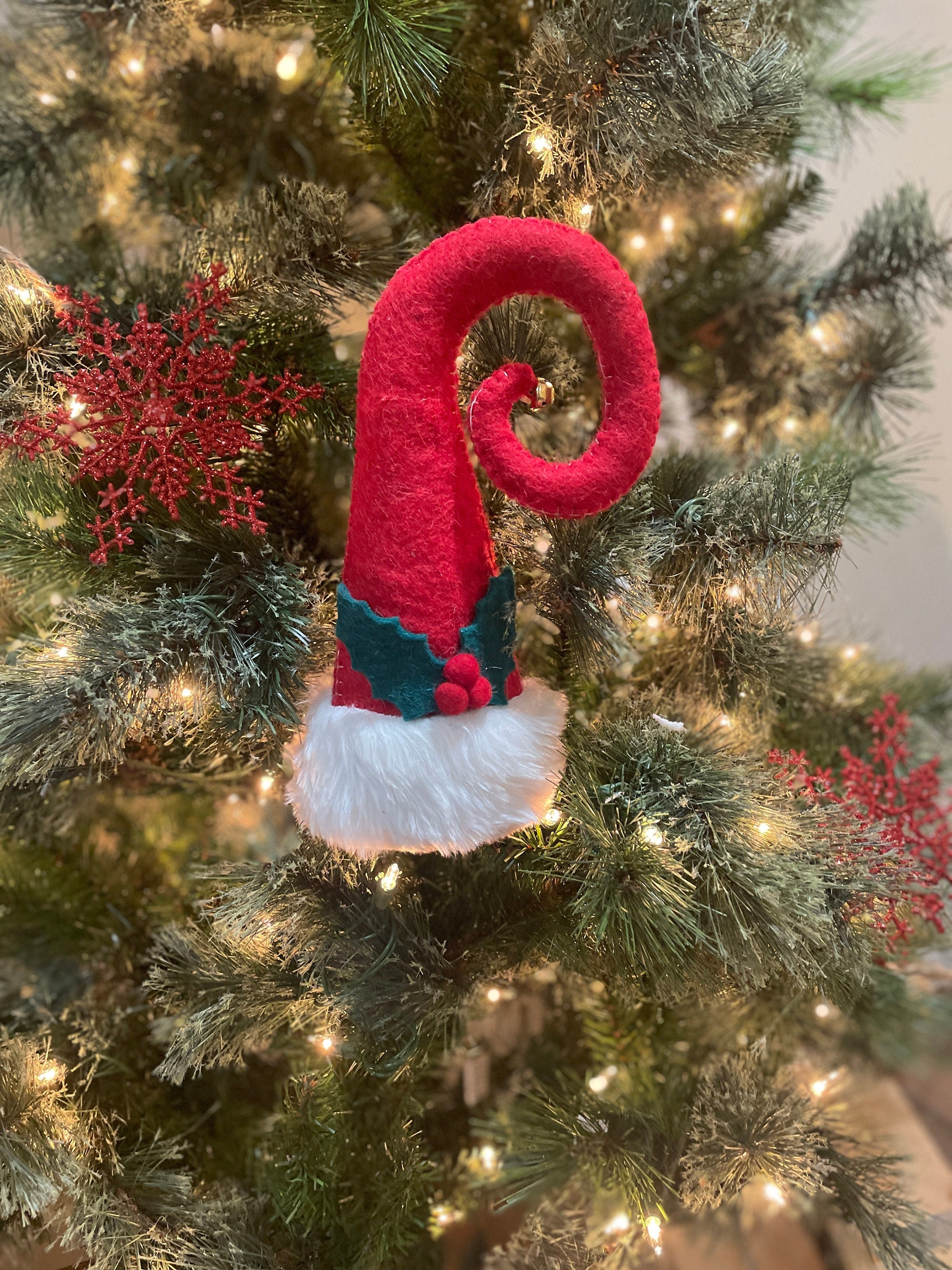 Santa Hat, Elf Hat Tree Topper, Decor