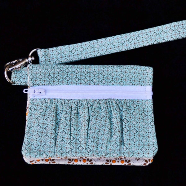 Aqua and Biege 'Maybole' Wallet, Women's wallet,  handmade purse, small wallet