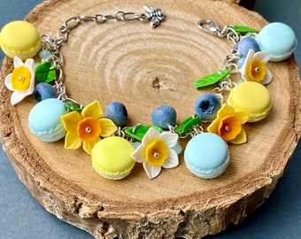 Cute Easter bracelet Gift for sister's daughter Daffodil polymer clay Easter eggs bracelet Easter gift for kids Easter basket stuffer