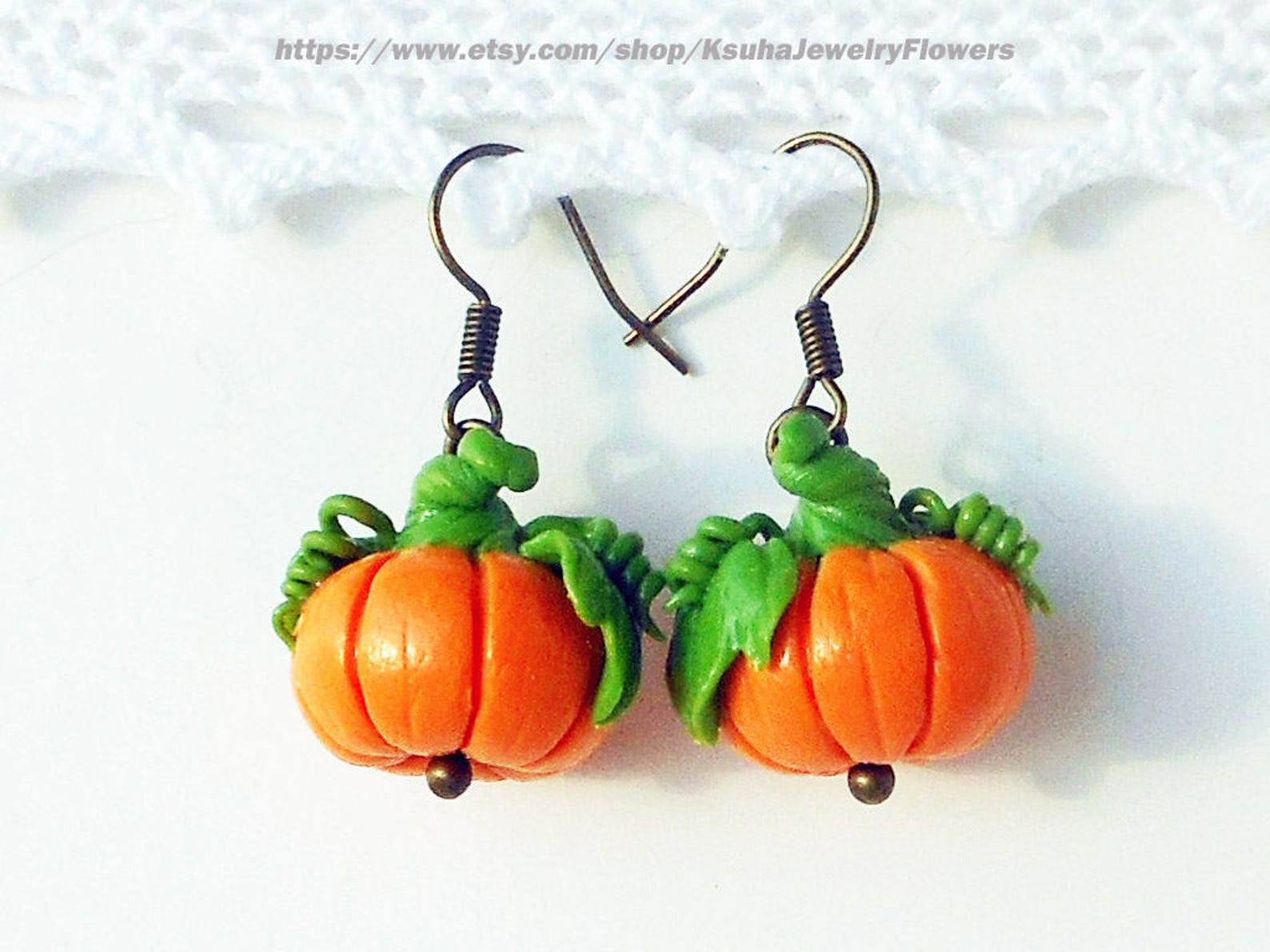 Cute Pumpkin Earrings handmade of polymer clay Halloween Etsy