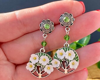 Tree of Life Earrings Gift for Mother's Day earrings Dangle earrings Polymer clay flowering tree Birthday gift for women Natural earrings