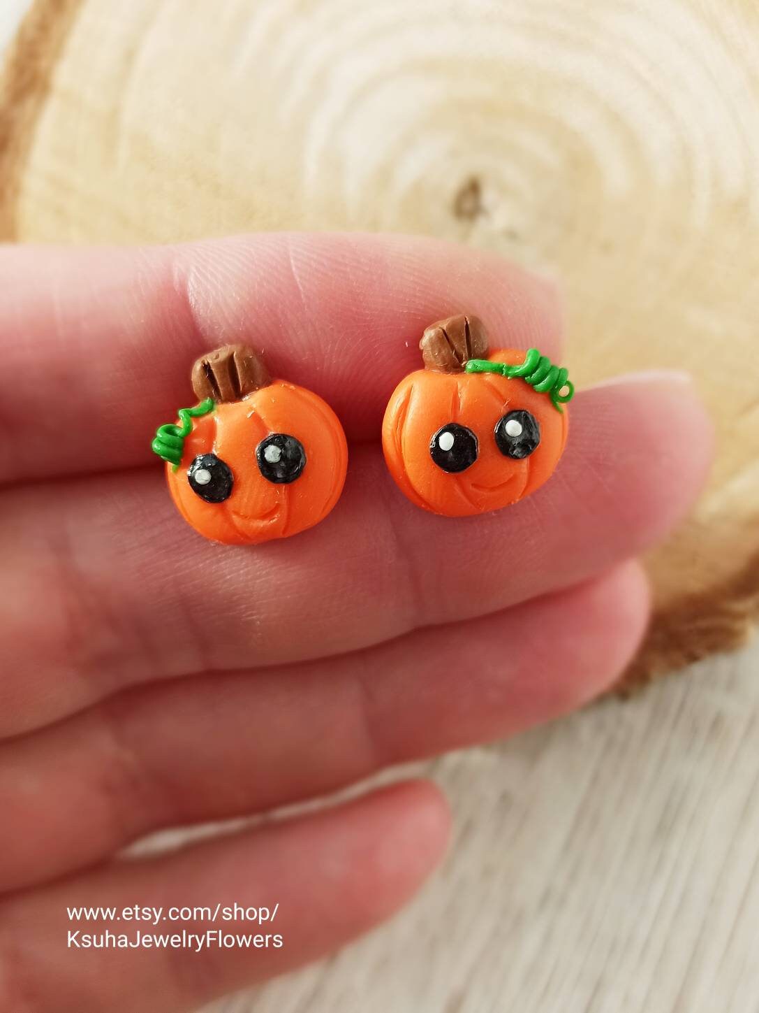 Pumpkin Earrings Halloween Earrings Polymer Clay Pumpkin Gift Etsy