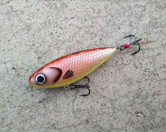 Grand leurre de pêche fait main en bois personnalisé pour brochet