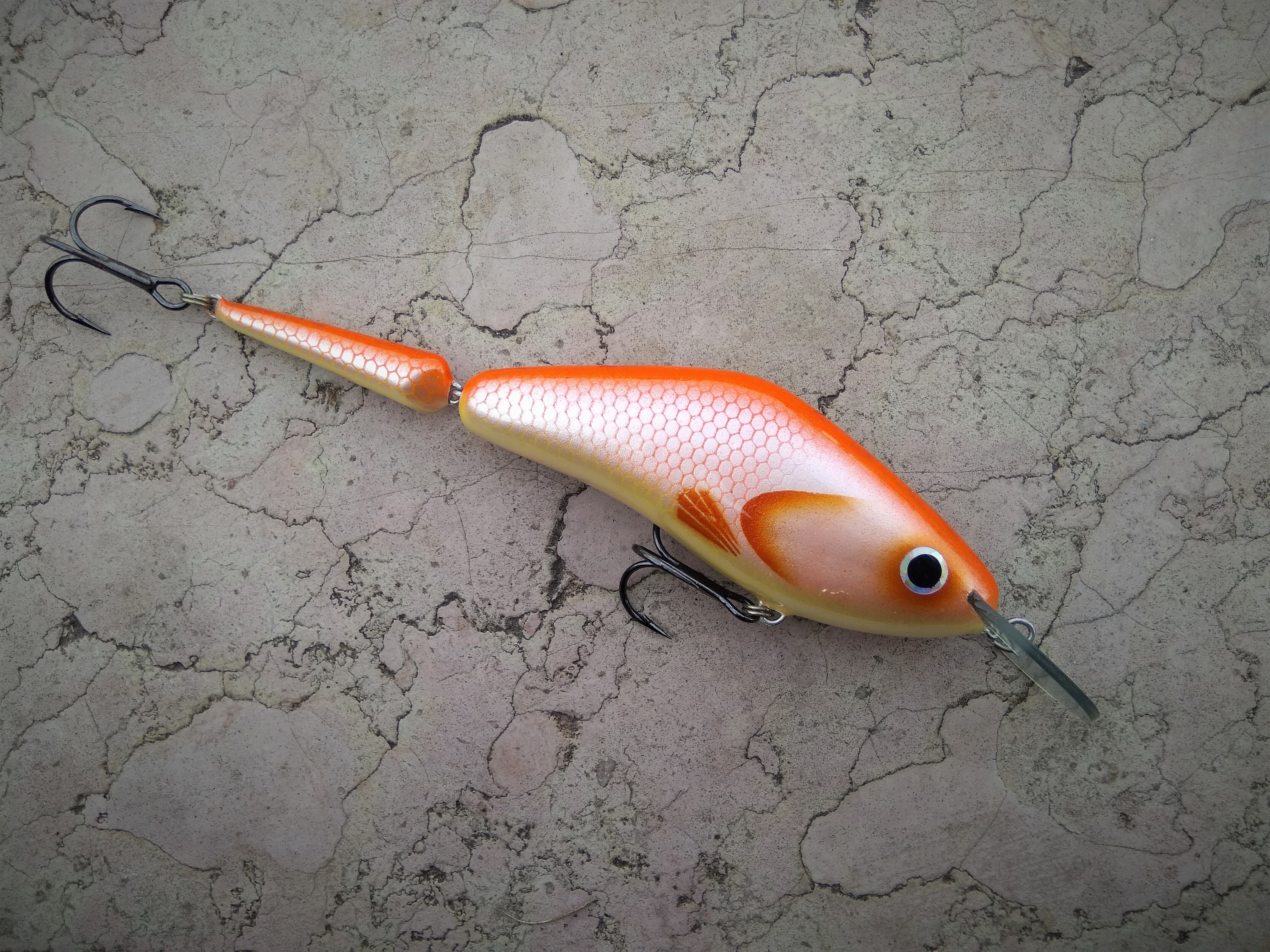 Custom Fishing Lure Handmade Jointed Wooden Lure Orange Etsy