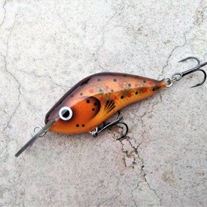 Leurre de pêche à la truite brune fait main en bois personnalisé (7 cm