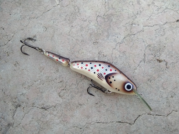 Brown Trout Jointed Wooden Handmade Spasm Fishing Lure 7cm/2.75