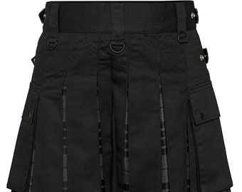 Scottish Men's Grey Hybrid Tartan Traditional Wedding, Utility Kilt, Highland Tartan Kilt for Men, Traditional Scottish Gift, Modern Kilt