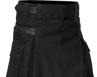 Scottish Men's Traditional Wedding Black Watch Tartan Hybrid Utility Kilt,Highland Tartan Kilt for Men,Traditional Scottish Gift,Modern Kilt