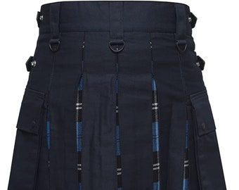 Scottish Men's Traditional Wedding Blue Ramsay Tartan Hybrid Utility Kilt, Highland Tartan Kilt for Men, Scottish Gift, Modern Kilt