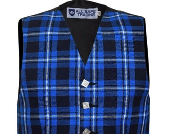 Mens Tartan Kilt Vest, Scottish Highland Acrylic Wool Waistcoat