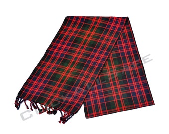 Scottish Tartan Plaid Sash, Ladies Acrylic Wool Kilt Sash with Fringes