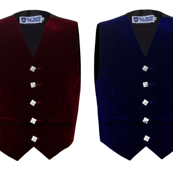 Clearance Sale! Mens Scottish Formal Velvet Waistcoats,5 Buttons Handmade Kilt Vest,Scottish 3 Colors Waistcoat,Wedding Vest, Gift For Him