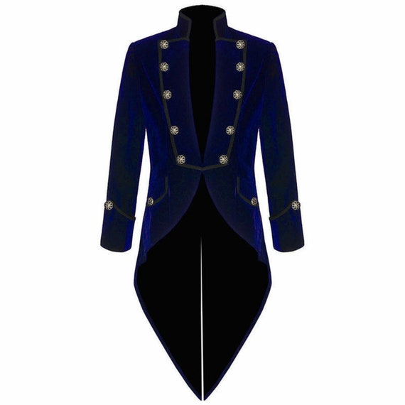 Men's Velvet Vladimir Tuxedo Blue Velvet Jacket Tail Coat-Dark Gothics